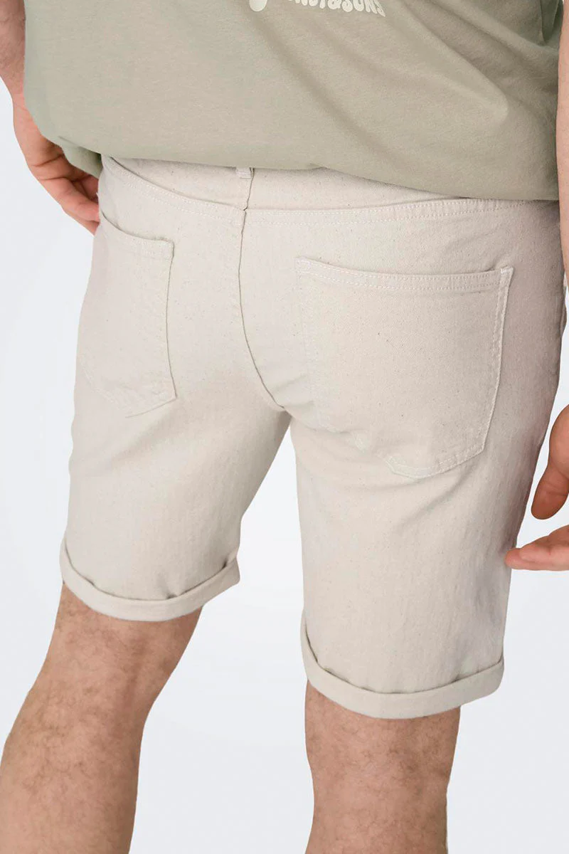 ONLY & SONS Ply Denim Shorts Ecru - Image 4
