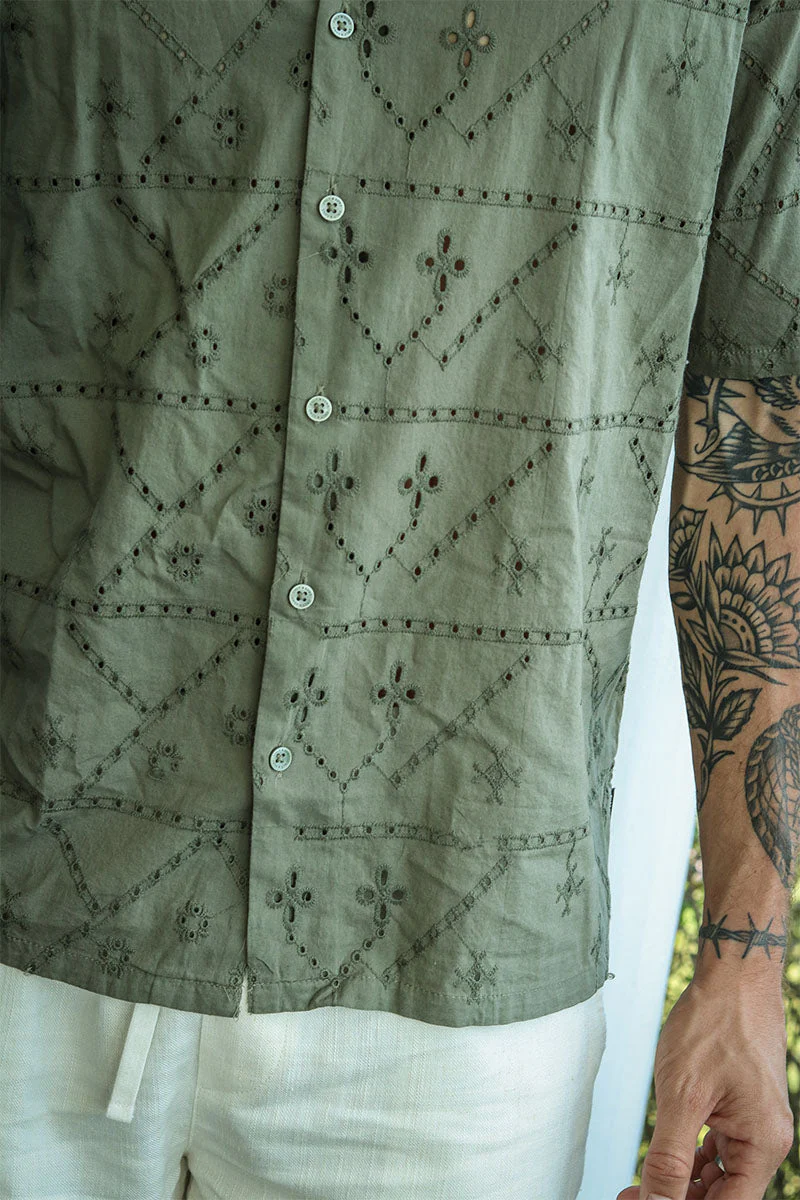 ONLY & SONS Aron Relax SS Chiffly Resort Shirt Dusty Olive - Image 5