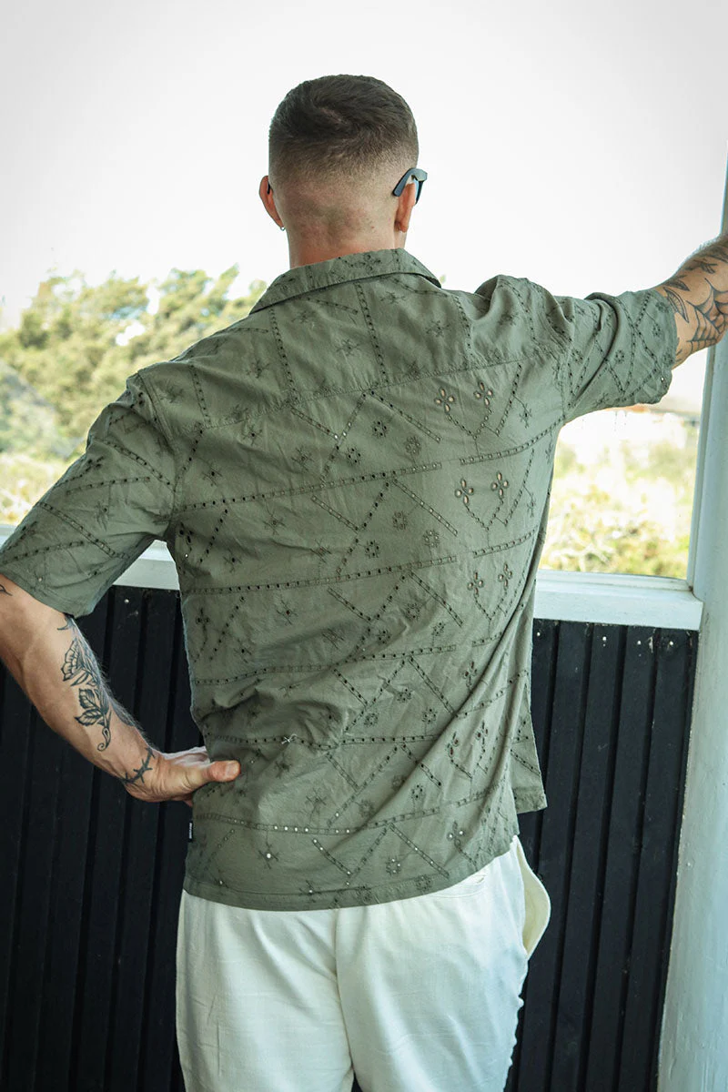 ONLY & SONS Aron Relax SS Chiffly Resort Shirt Dusty Olive - Image 6
