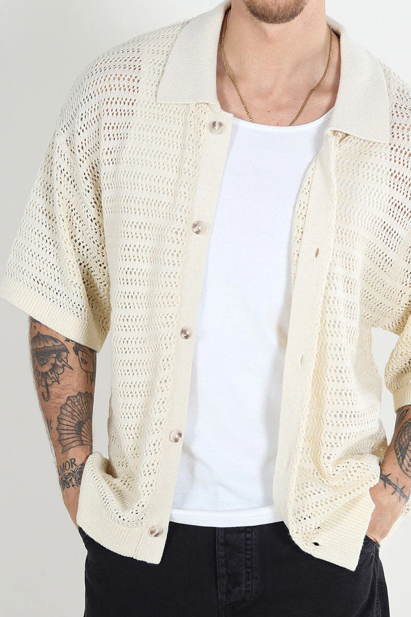 Jack & Jones Club Knit Polo Cardigan Egret - Image 3