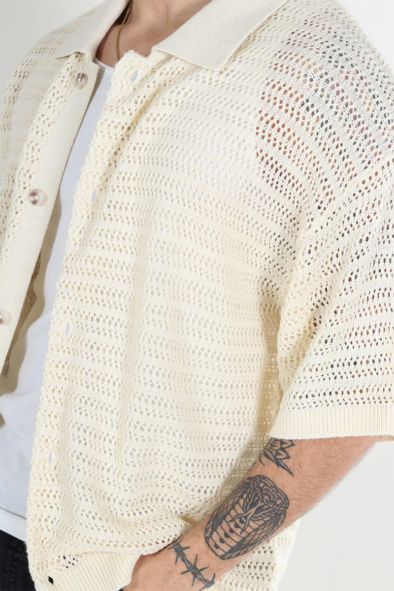 Jack & Jones Club Knit Polo Cardigan Egret - Image 4