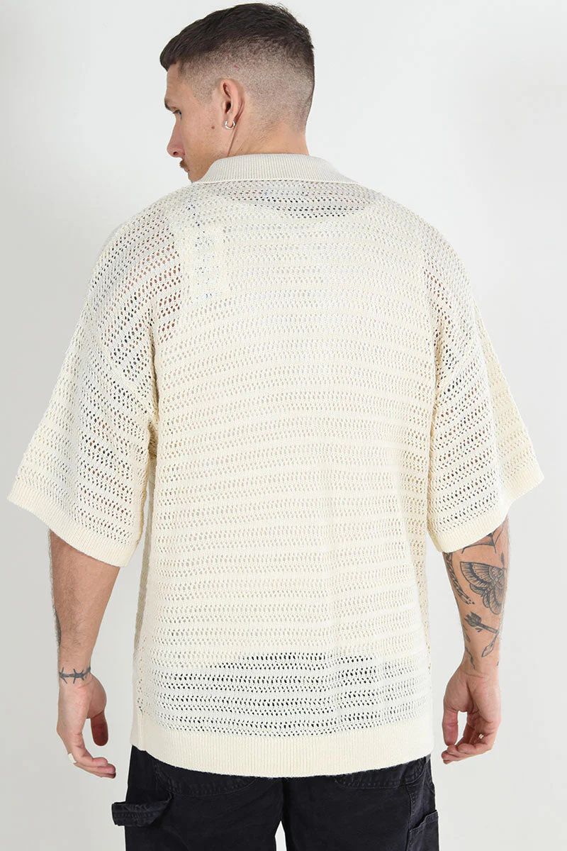 Jack & Jones Club Knit Polo Cardigan Egret - Image 5