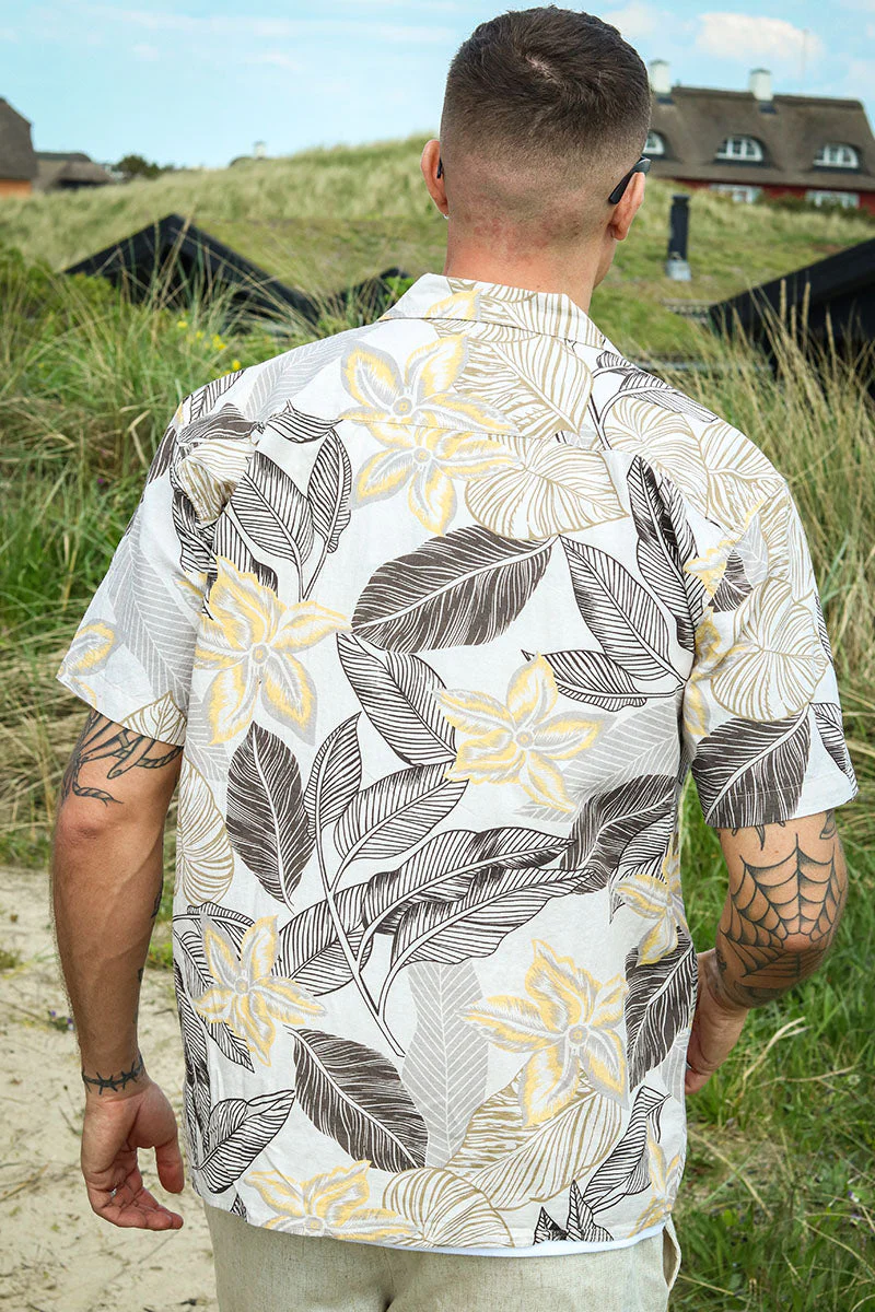 Selected Relax New Linen Shirt SS Resort Fog Leaves - Image 5