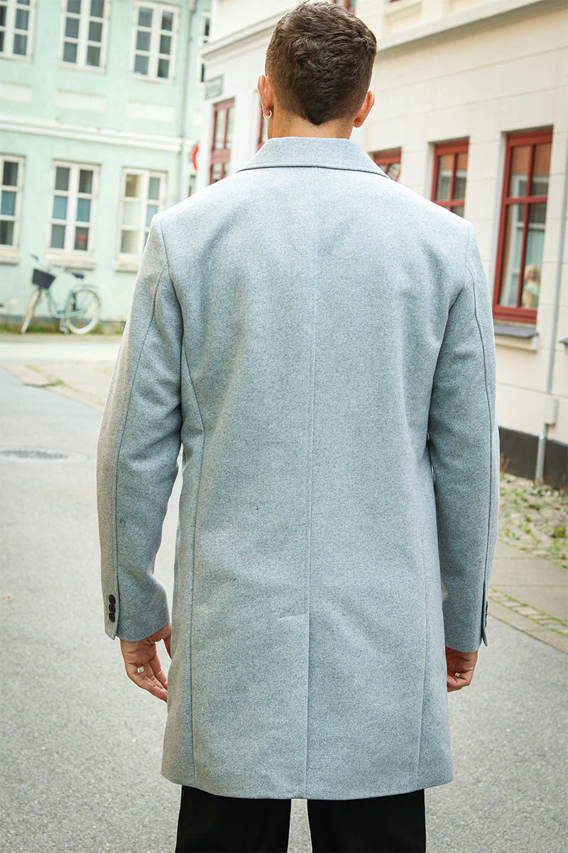 Jack & Jones Harrison Wool Coat Light Grey Melange - Image 6