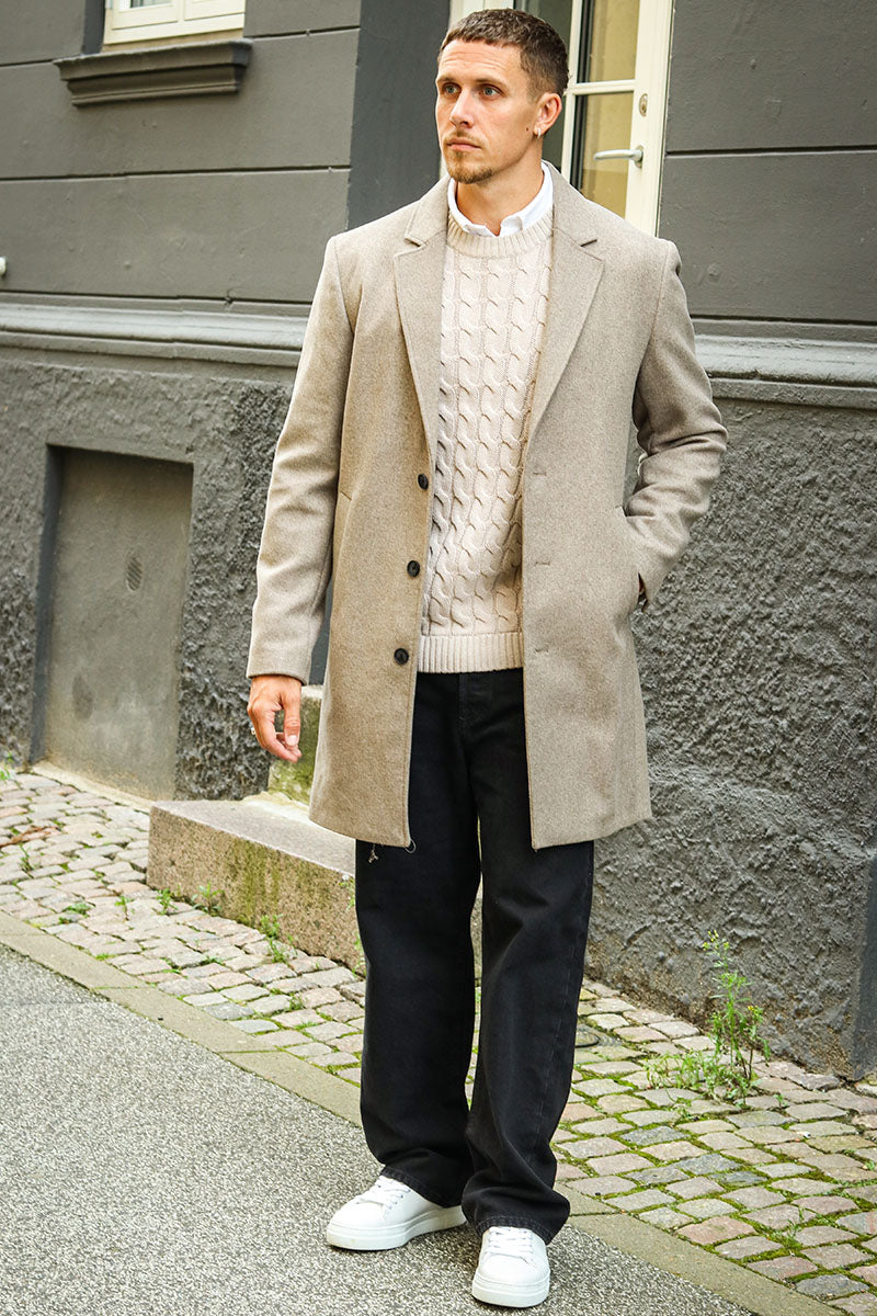 Jack & Jones Harrison Wool Coat Greige - Image 2