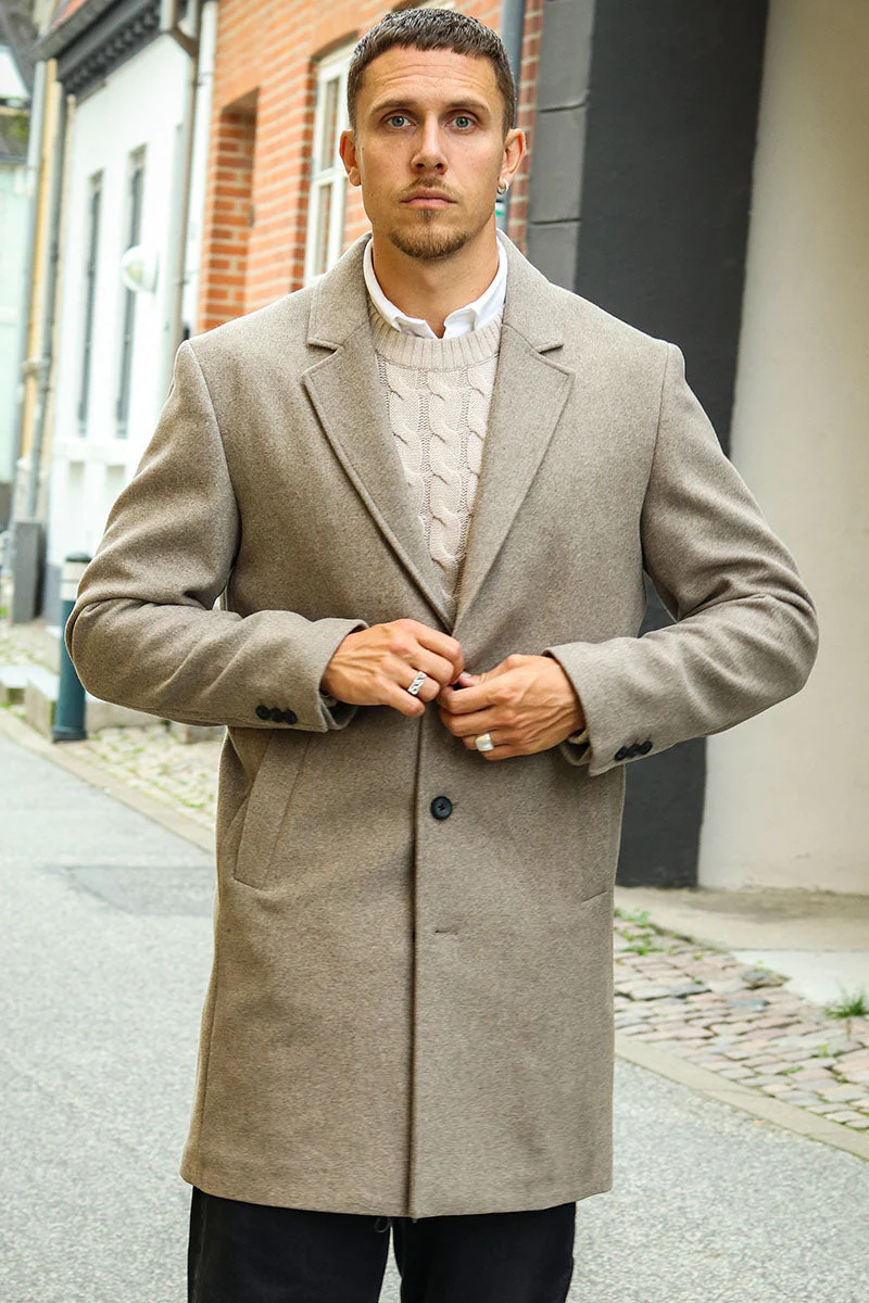 Jack & Jones Harrison Wool Coat Greige - Image 3