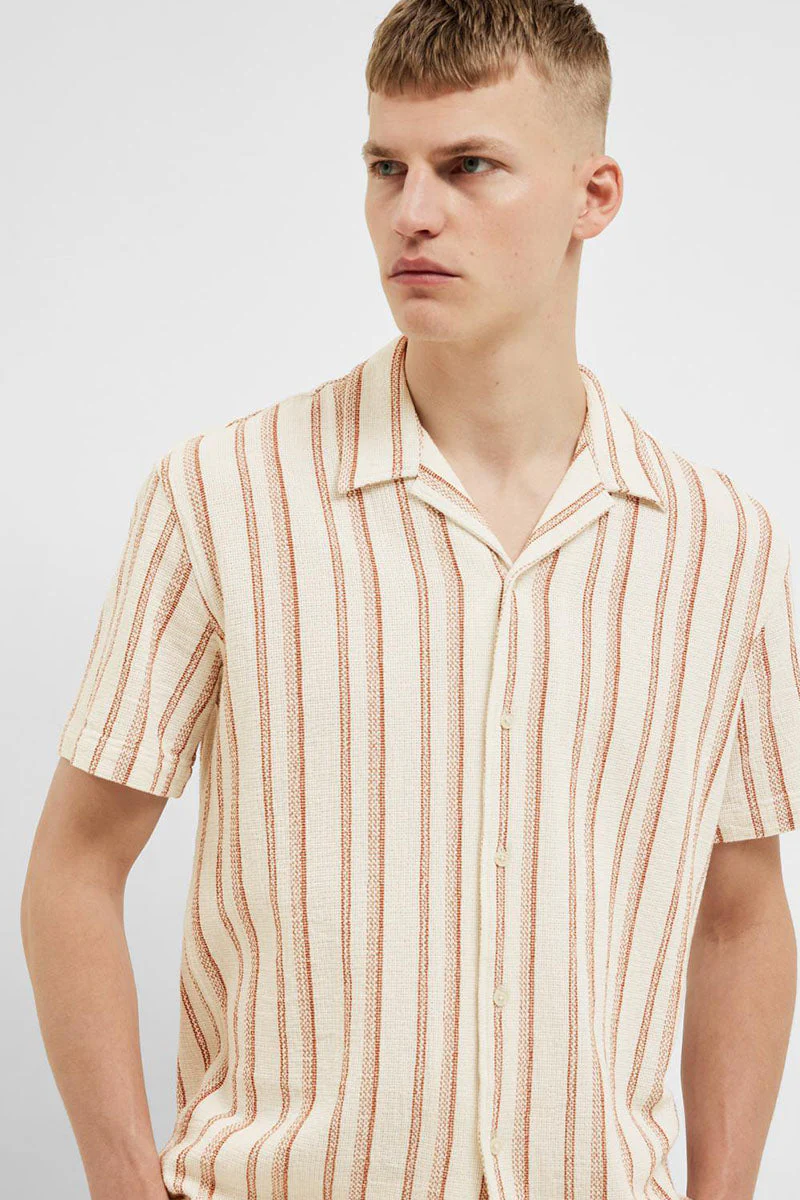Selected Regular West Shirts SS Resort Egret - Image 4
