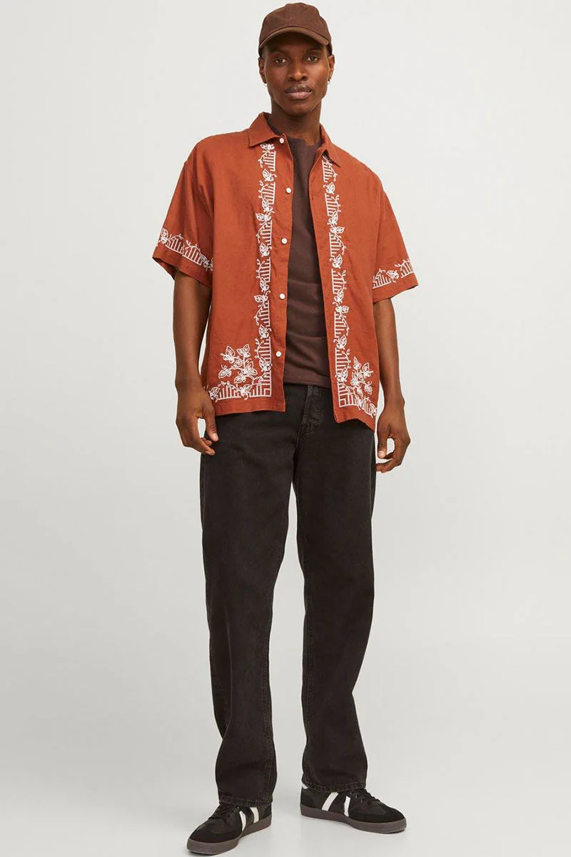 Jack & Jones Milos Linen EMB Shirt SS Maple Syrup - Image 2
