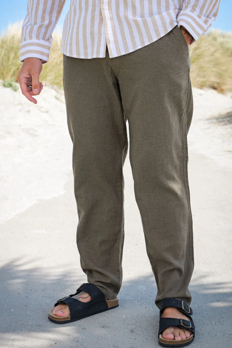 Selected Brody Linen Pants Forest Night