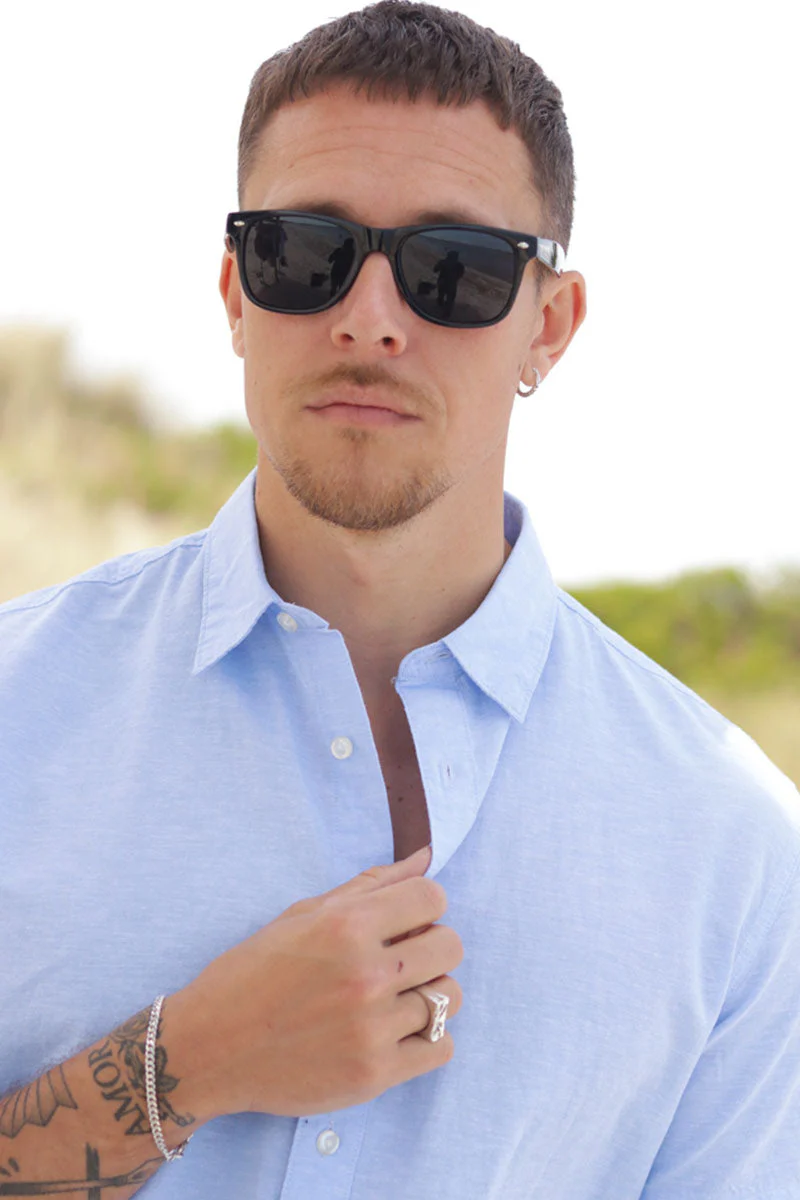 Selected Regular Sun Linen Shirt SS Cashmere Blue / White - Image 4