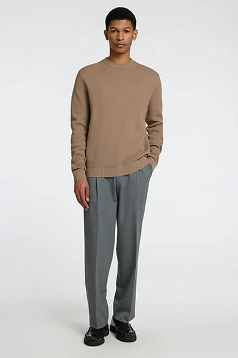 Selected Dane LS Structure Knit Crew Neck Greige - Image 2