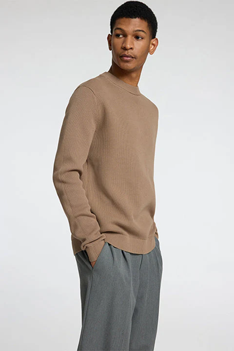 Selected Dane LS Structure Knit Crew Neck Greige - Image 3