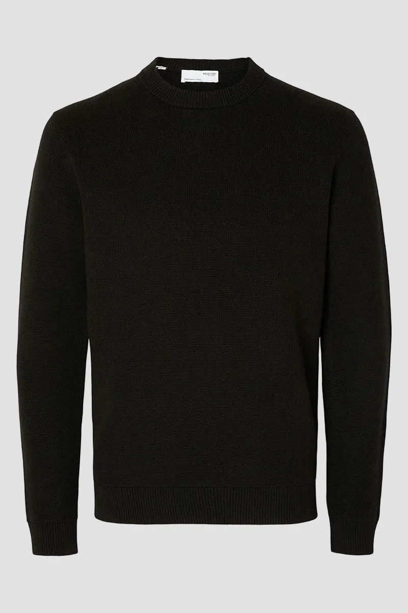 Selected Dane LS Structure Knit Crew Neck Black - Image 4
