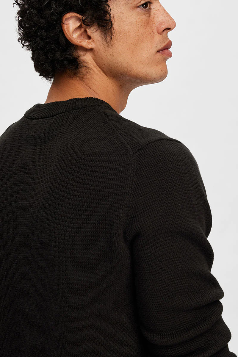 Selected Dane LS Structure Knit Crew Neck Black - Image 5