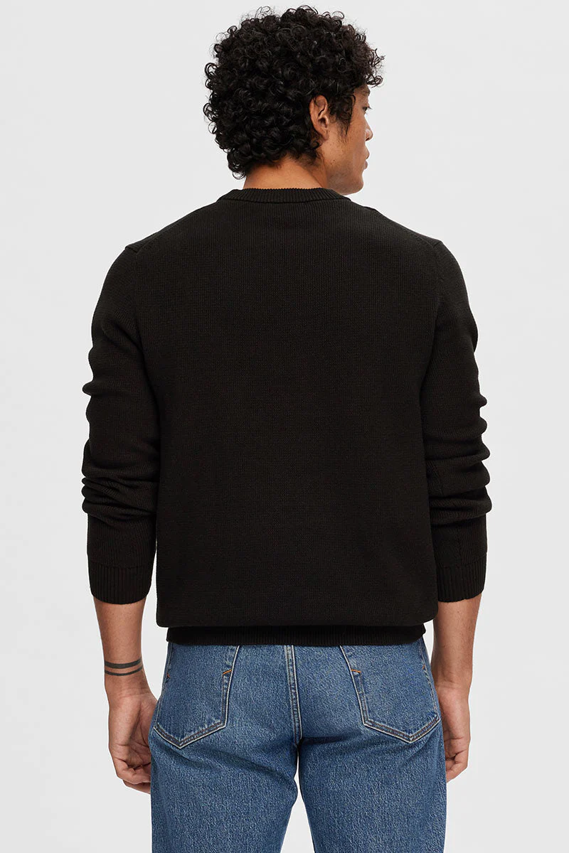 Selected Dane LS Structure Knit Crew Neck Black - Image 6