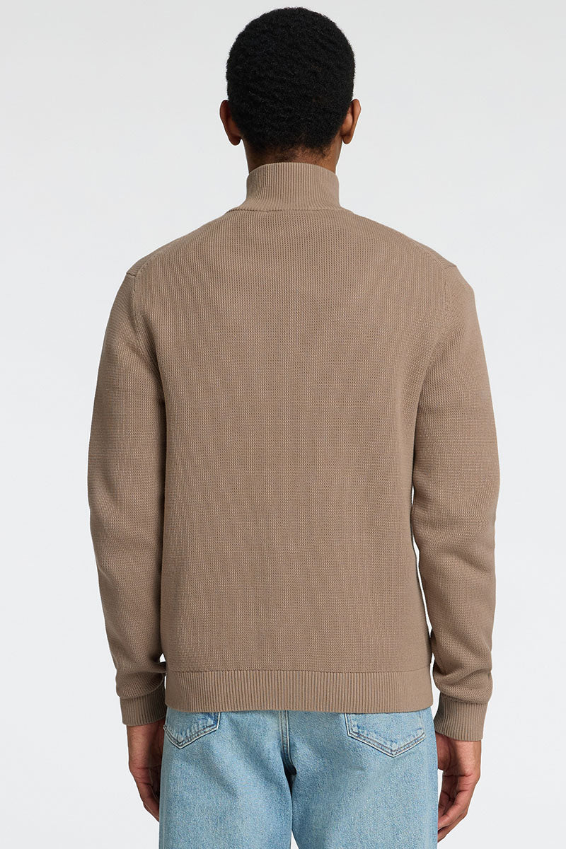 Selected Dane LS Structure Knit Half Zip Greige - Image 4