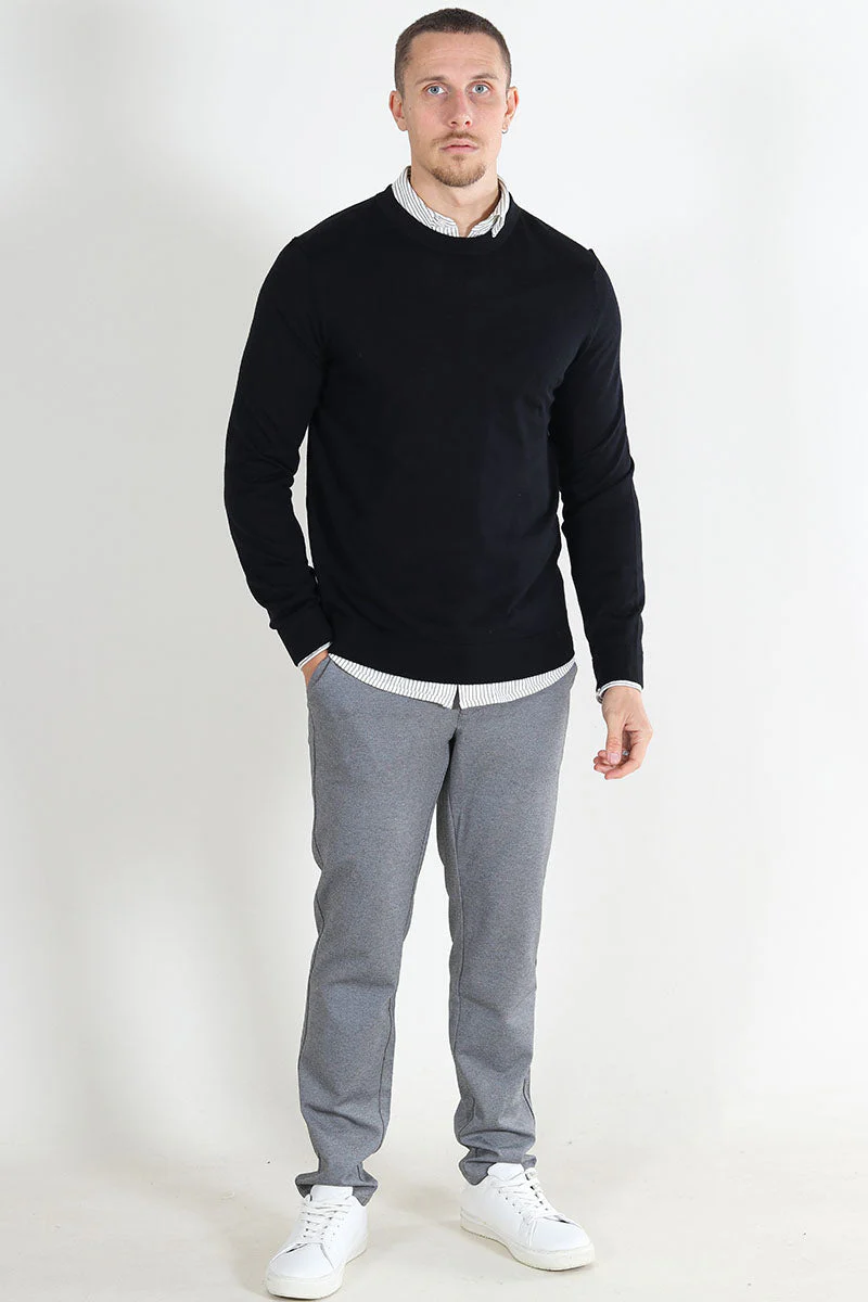 Selected Tray LS Merino Knit Crew Neck Black - Image 2