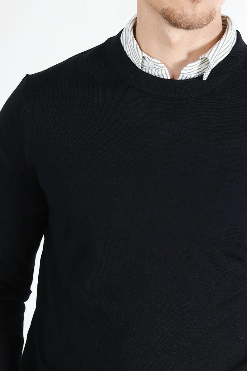 Selected Tray LS Merino Knit Crew Neck Black - Image 5