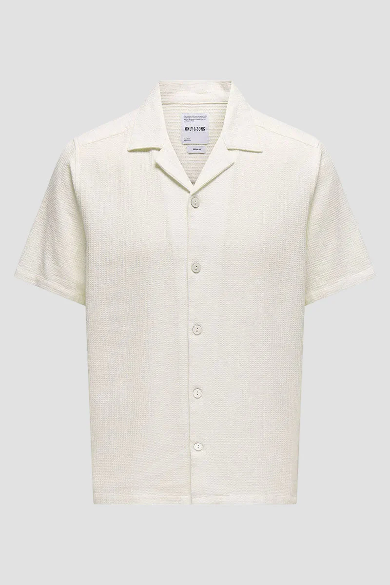 ONLY & SONS Bertil Waffle SS Resort Shirt Cloud Dancer - Image 5