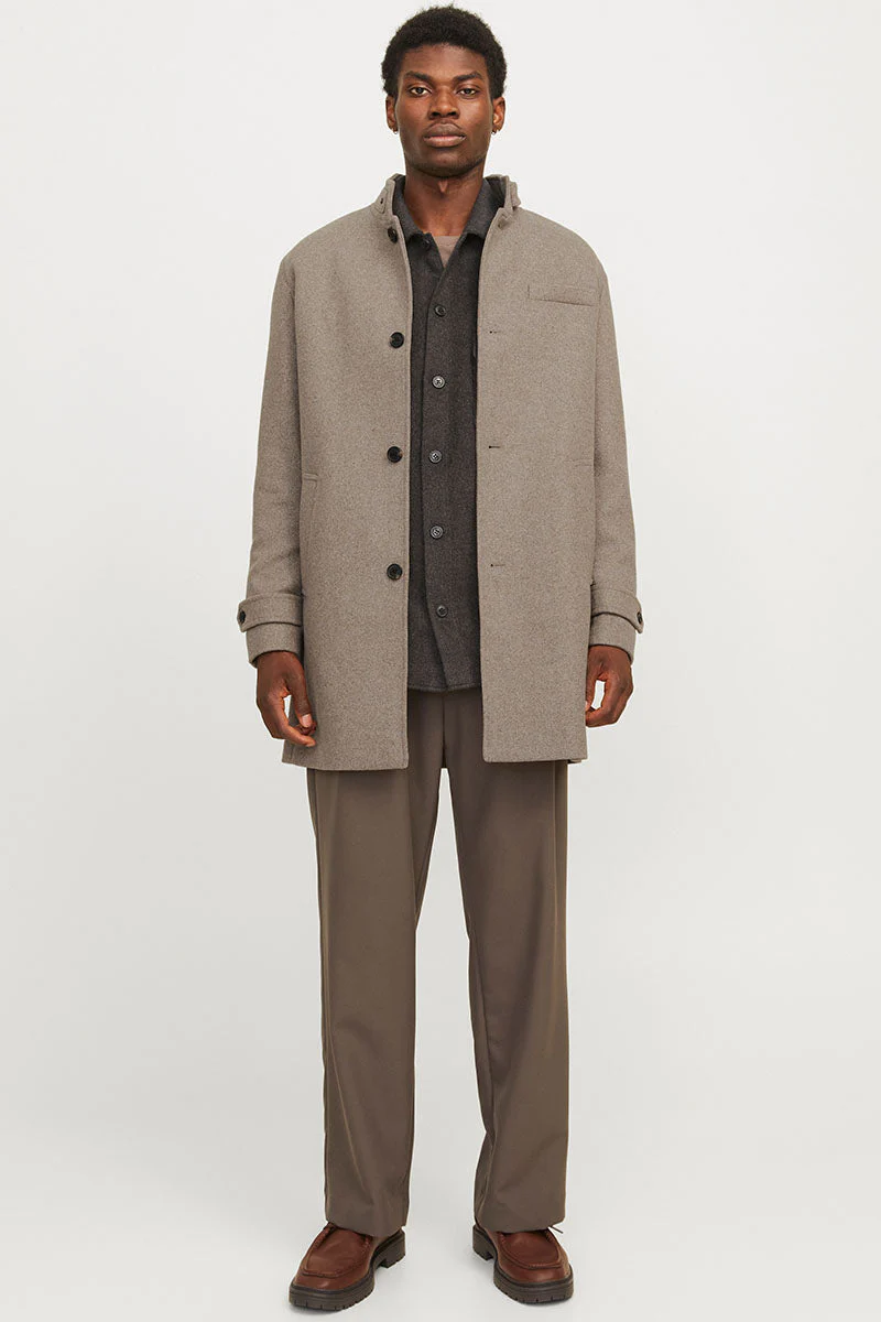 Jack & Jones Melton Wool Coat Greige - Image 2
