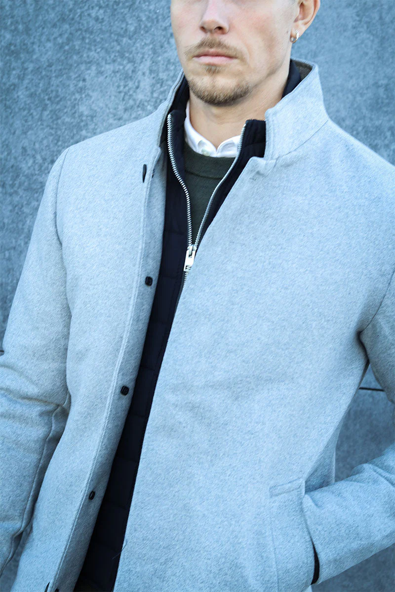 Jack & Jones Harrison Wool Jacket  Light Grey Melange - Image 5