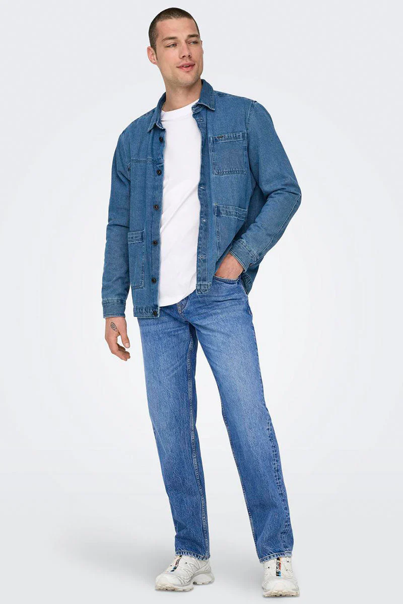 Only & Sons Edge Straight Fit 0017 Bright Blue Denim - Image 2