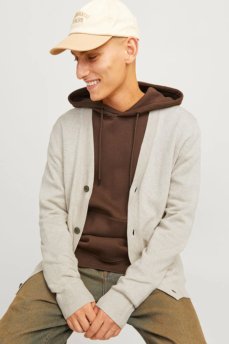 Jack & Jones Emil Knit Cardican Oatmeal - Image 3