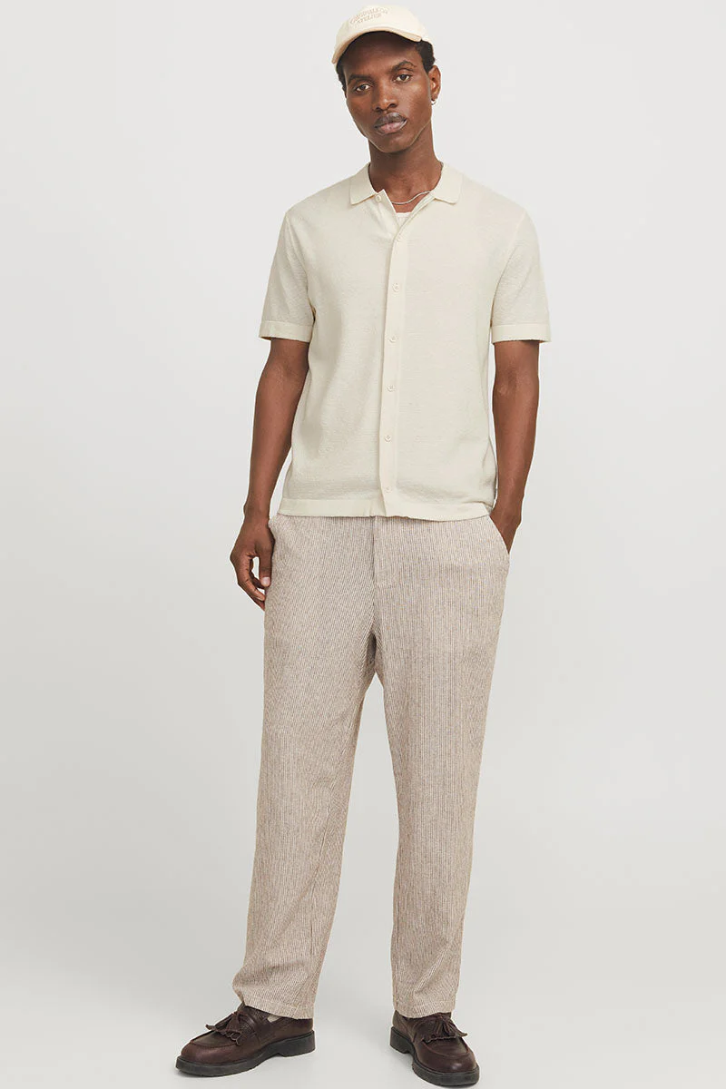 Jack & Jones Emil Knit Structure Shirt SS Cloud Dancer - Image 2