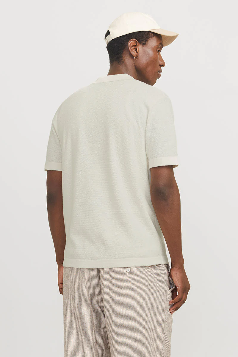 Jack & Jones Emil Knit Structure Shirt SS Cloud Dancer - Image 6