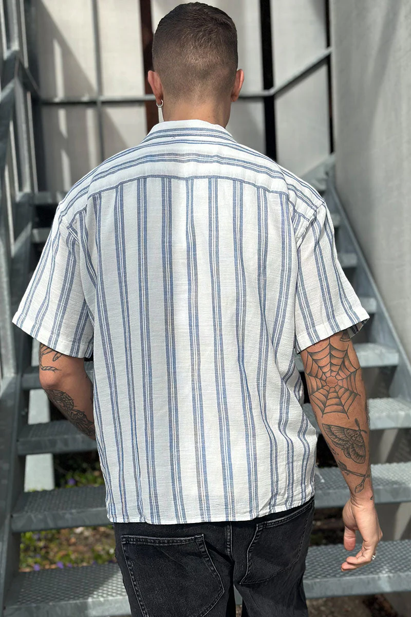 Jack & Jones Enzo Stripe Resort Shirt SS White - Image 5