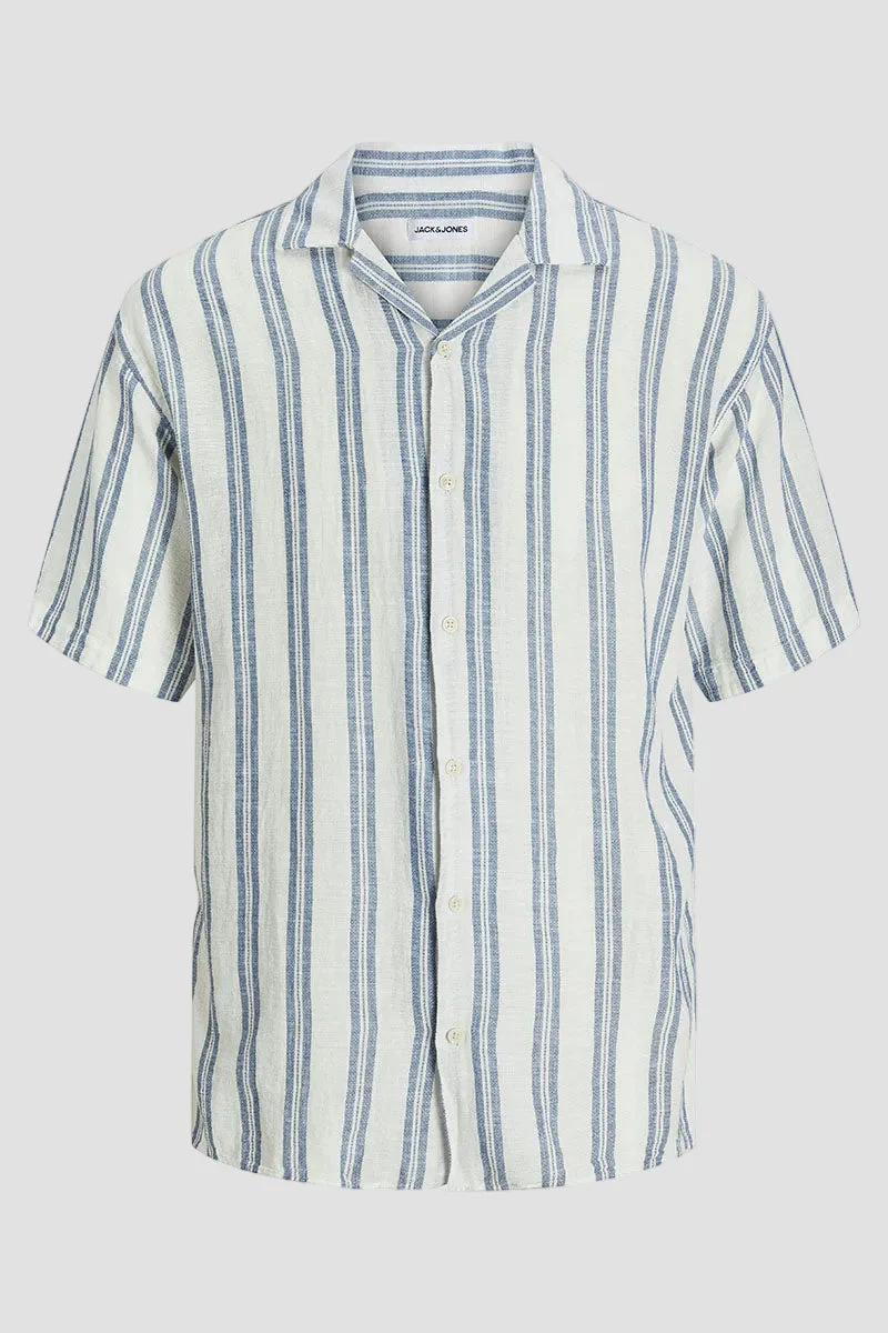 Jack & Jones Enzo Stripe Resort Shirt SS White - Image 6