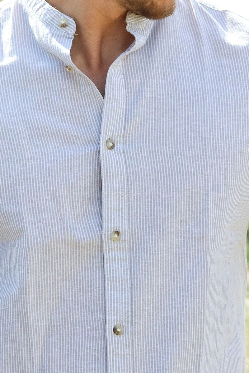Jack & Jones Summer Band Shirt LS Oxford Tan Stripe - Image 3