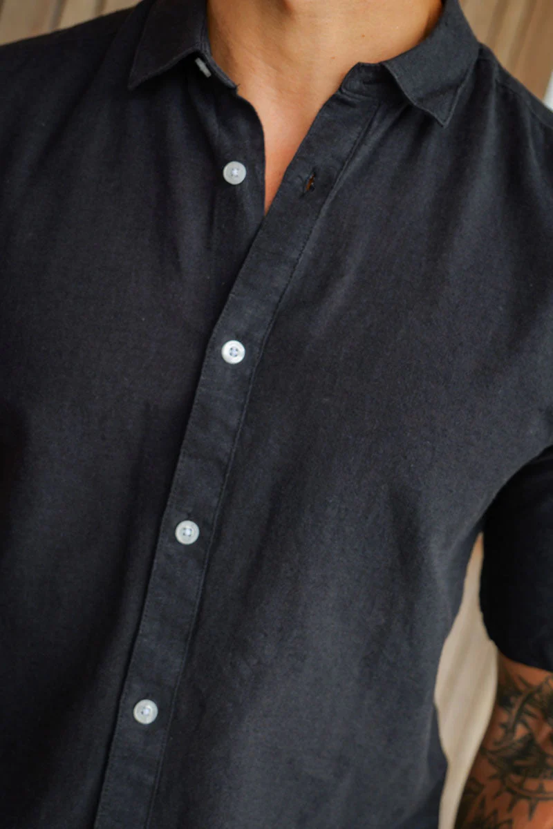 ONLY & SONS Caiden SS Linen Shirt Black - Image 3