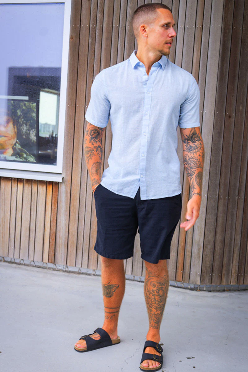 ONLY & SONS Caiden SS Linen Shirt Cashmere Blue - Image 2