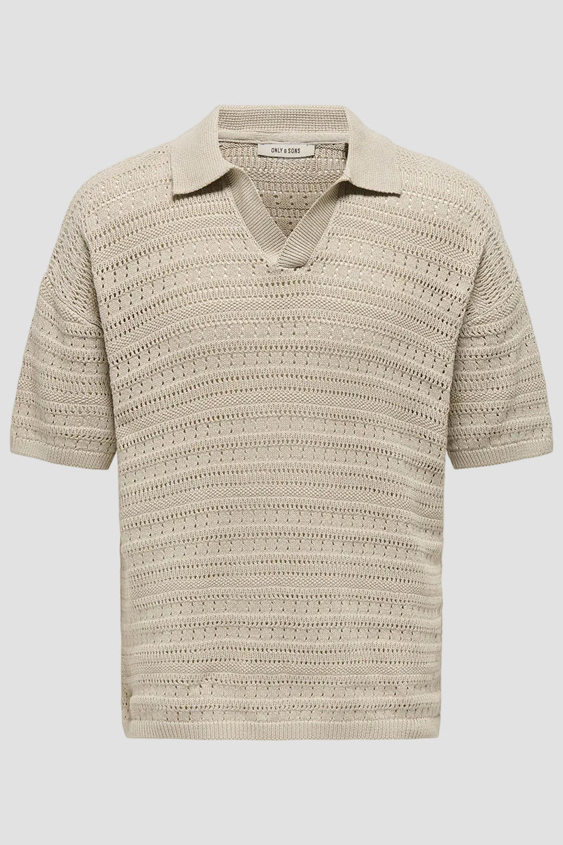 ONLY & SONS Grayson SS Chocket Knit Polo Silver Lining - Image 6