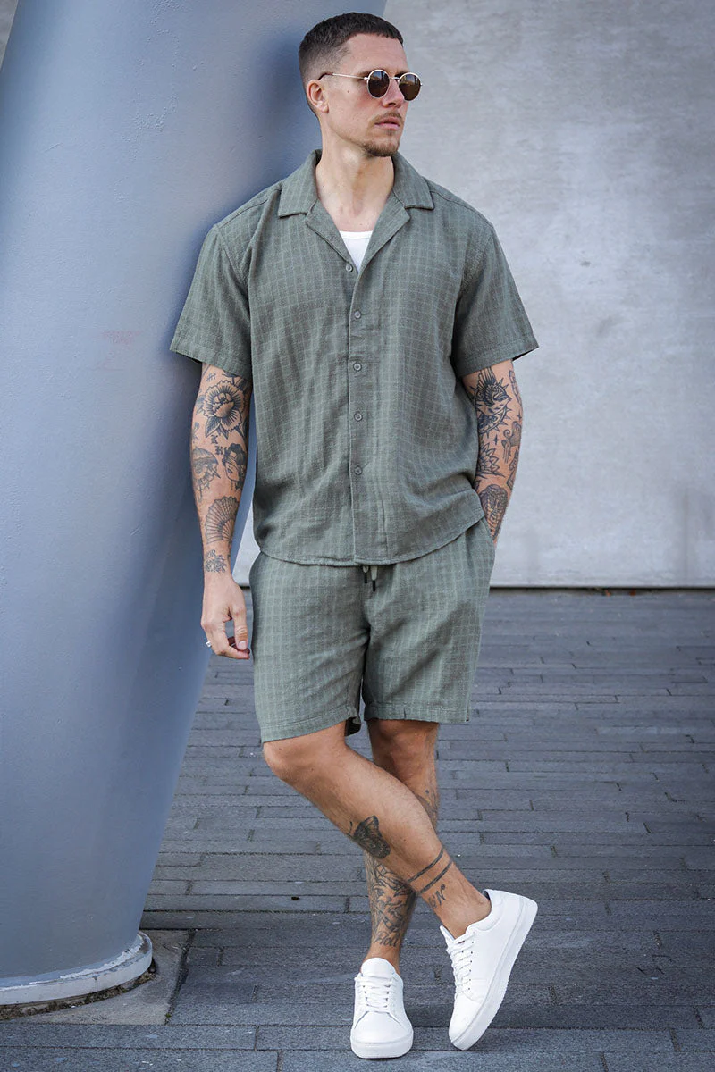 ONLY & SONS Tel Latham Linen Shorts Dusty Olive - Image 2