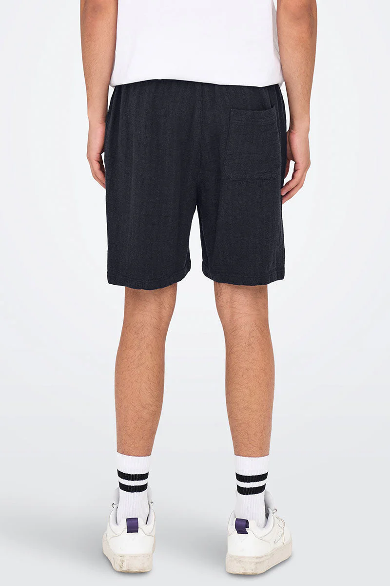 ONLY & SONS Tel Latham Linen Shorts Dark Navy - Image 5