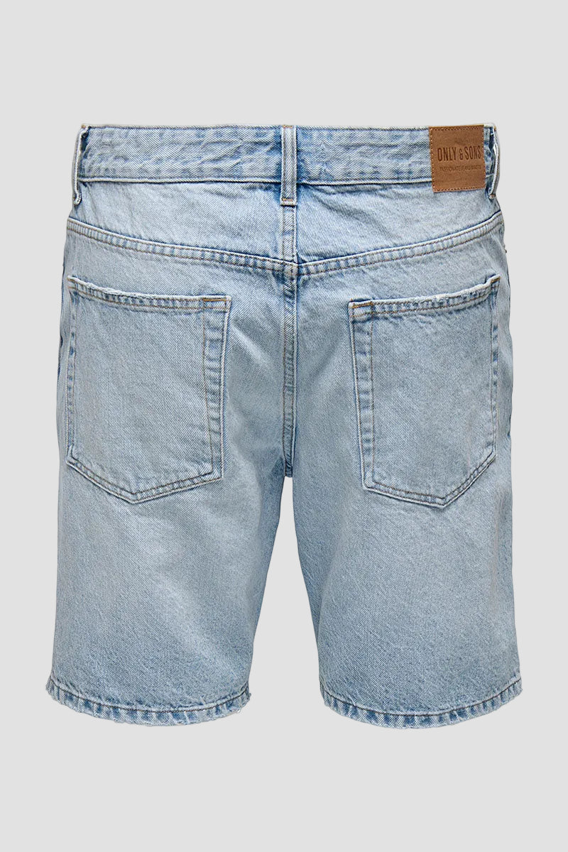 ONLY & SONS Edge Straight Fit Denim Shorts Light Blue Denim - Image 6