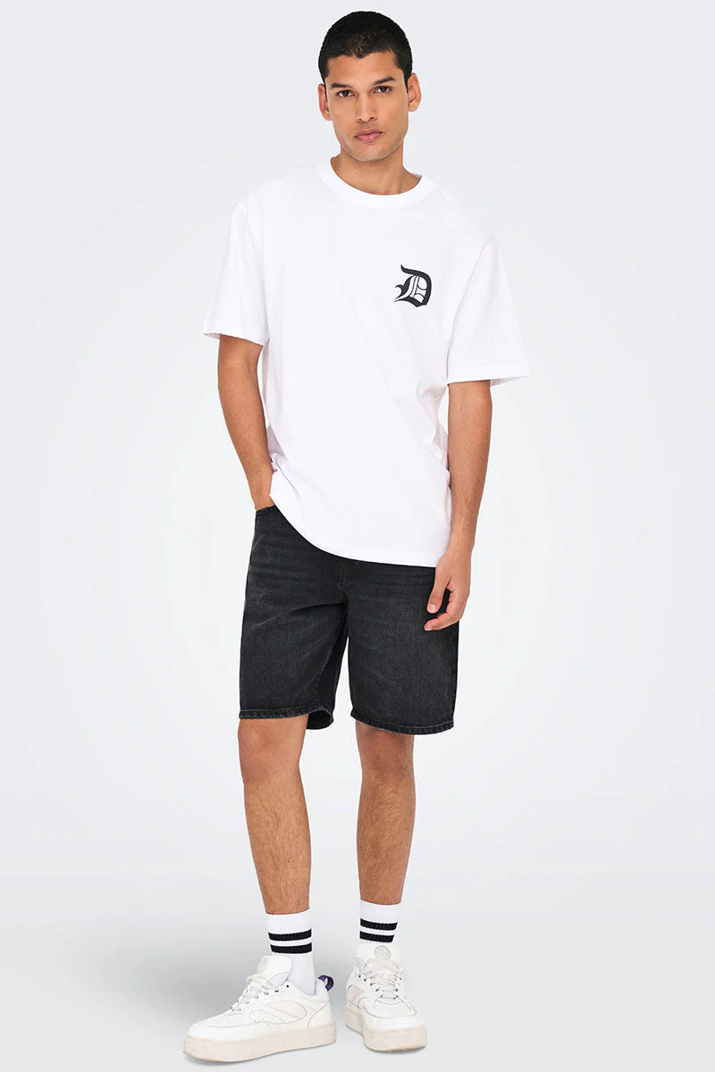 ONLY & SONS Edge Straight Fit Denim Shorts Black Denim - Image 2