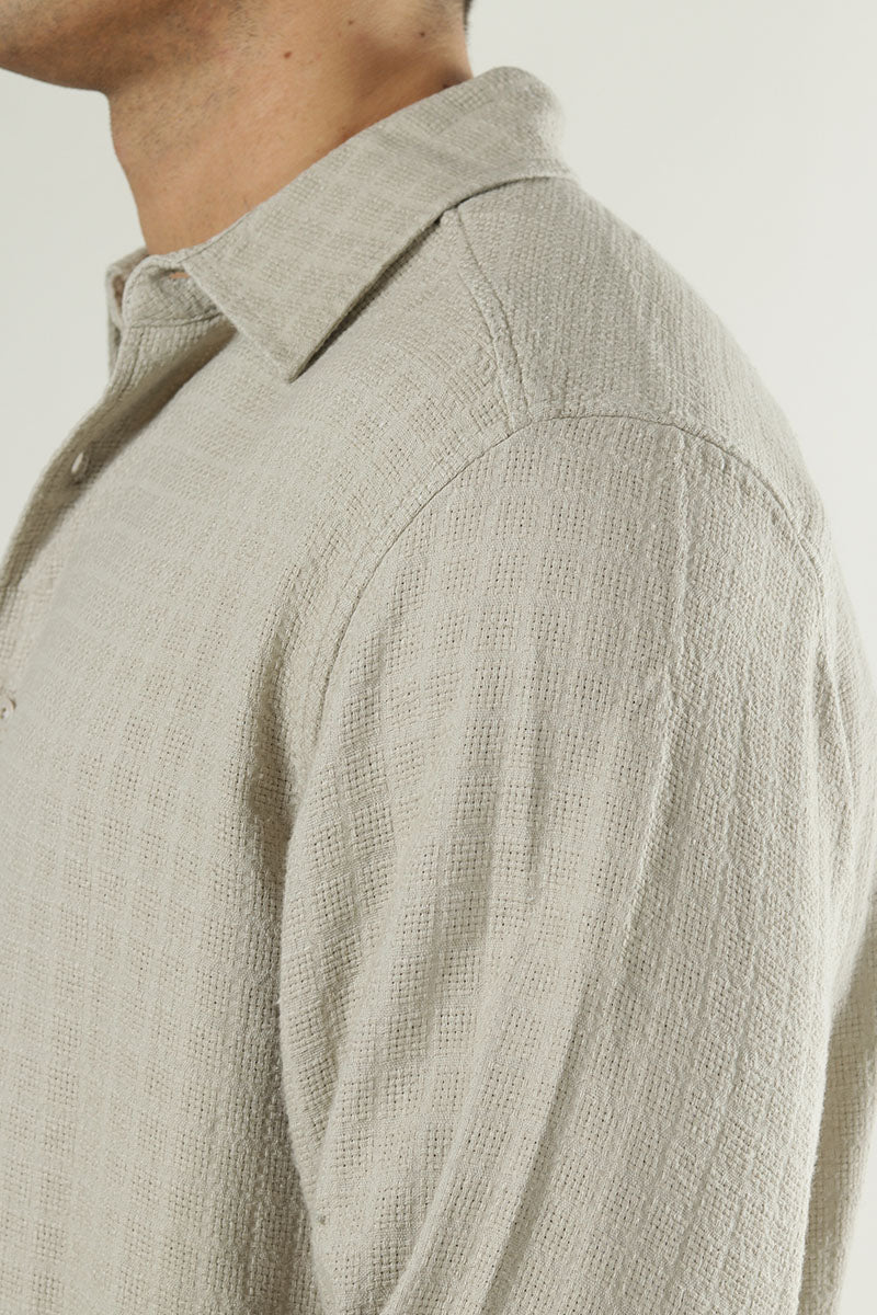 ONLY & SONS Latham LS Linen Structure Shirt Silver Lining - Image 3