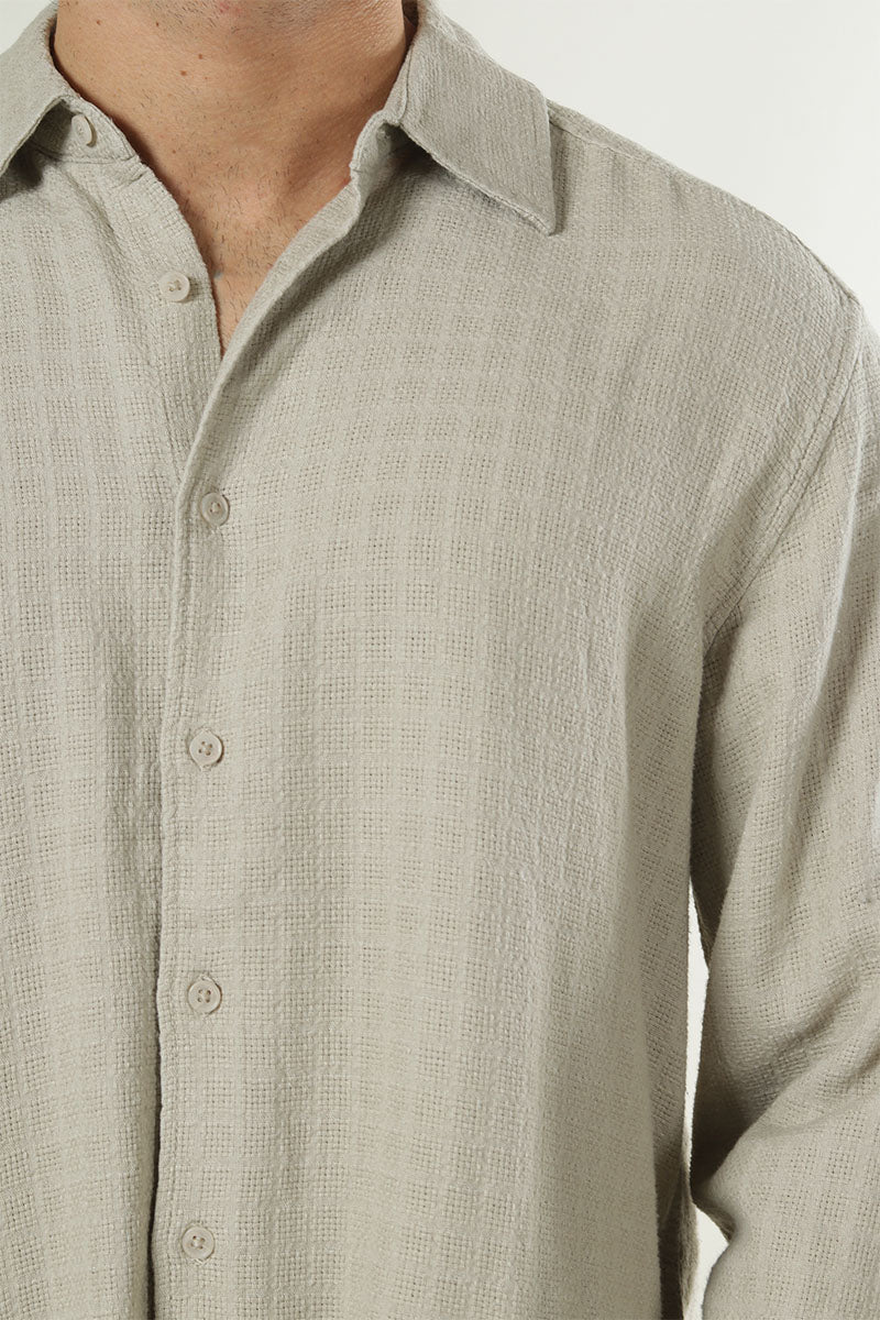 ONLY & SONS Latham LS Linen Structure Shirt Silver Lining - Image 4