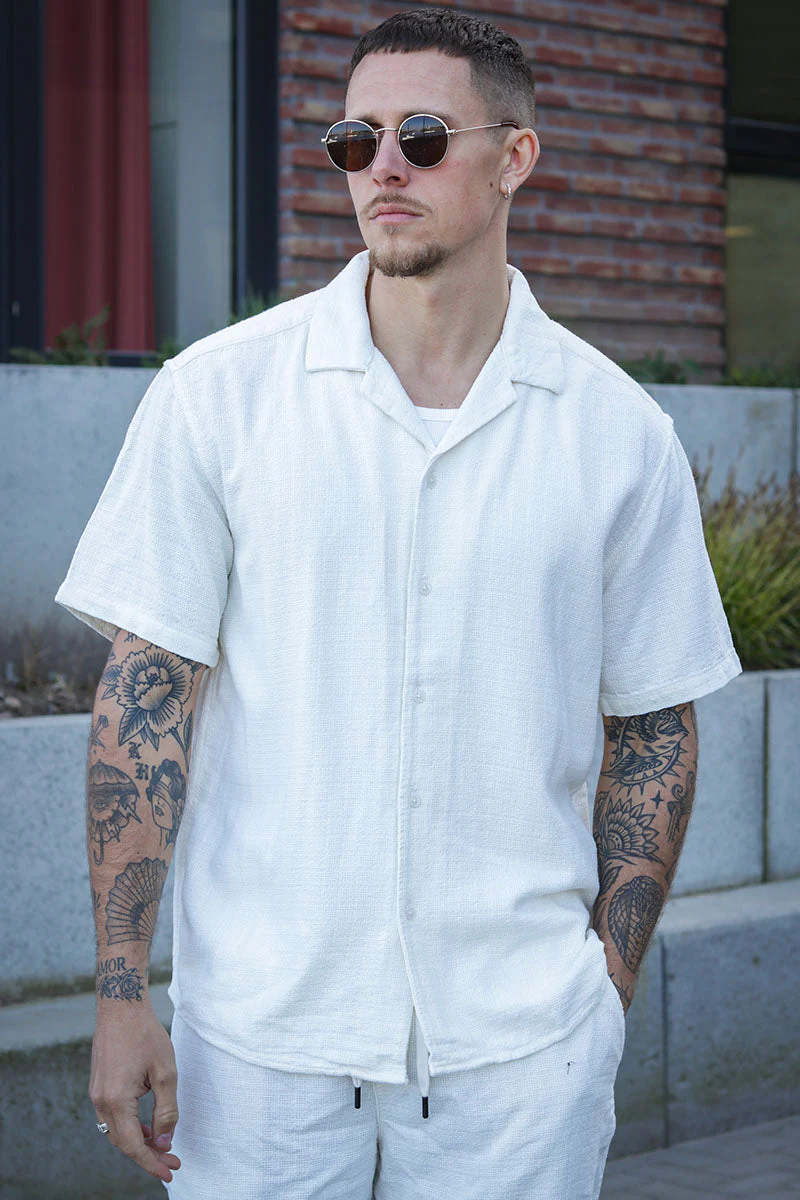 ONLY & SONS Latham Resort Linen Structure Shirt Cloud Dancer