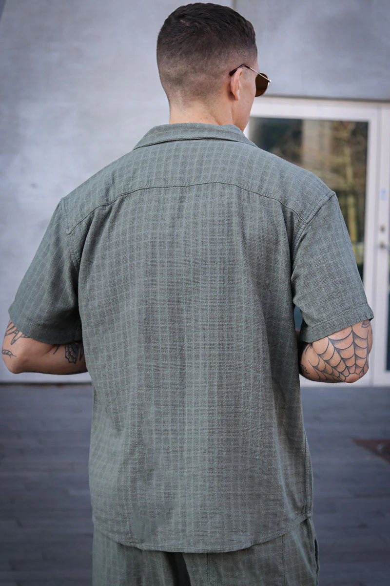 ONLY & SONS Latham Resort Linen Structure Shirt Dusty Olive - Image 3