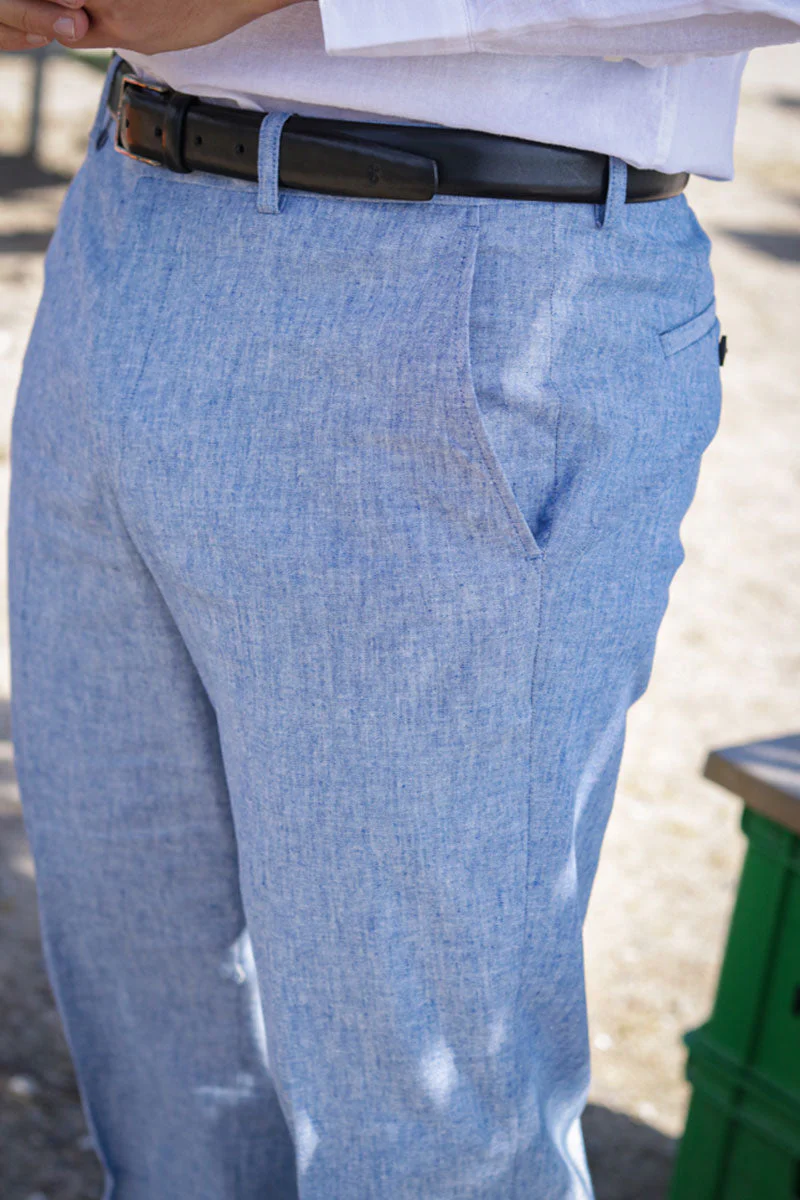 Jack & Jones Riviera Linen Trouser Nautical Blue - Image 3