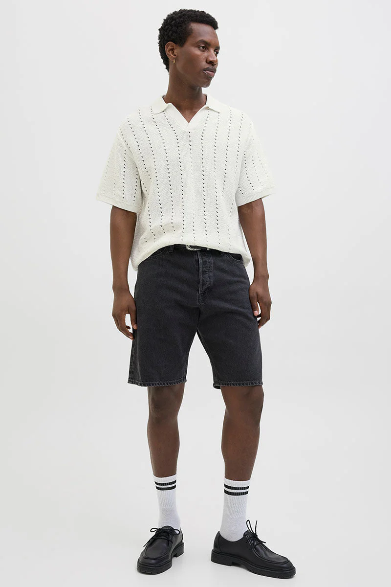 Jack & Jones Aros Knit Easter SS Crochet Polo Sea Salt - Image 2
