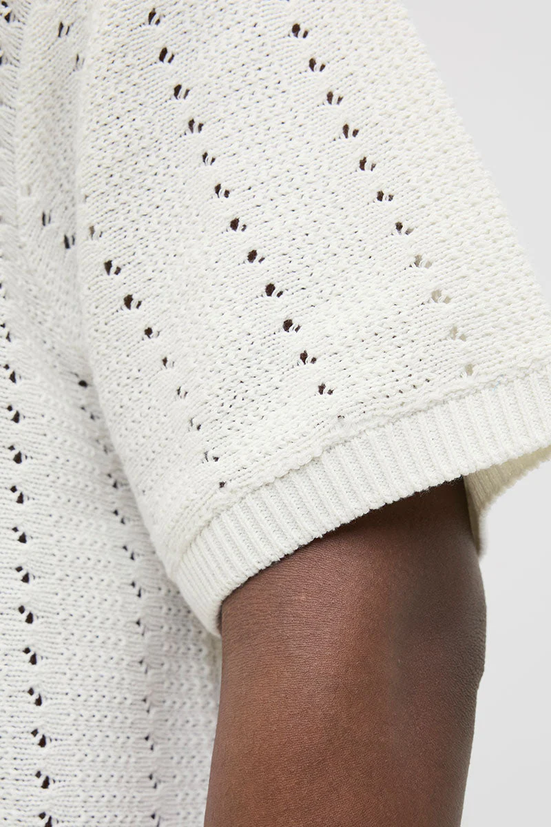 Jack & Jones Aros Knit Easter SS Crochet Polo Sea Salt - Image 4