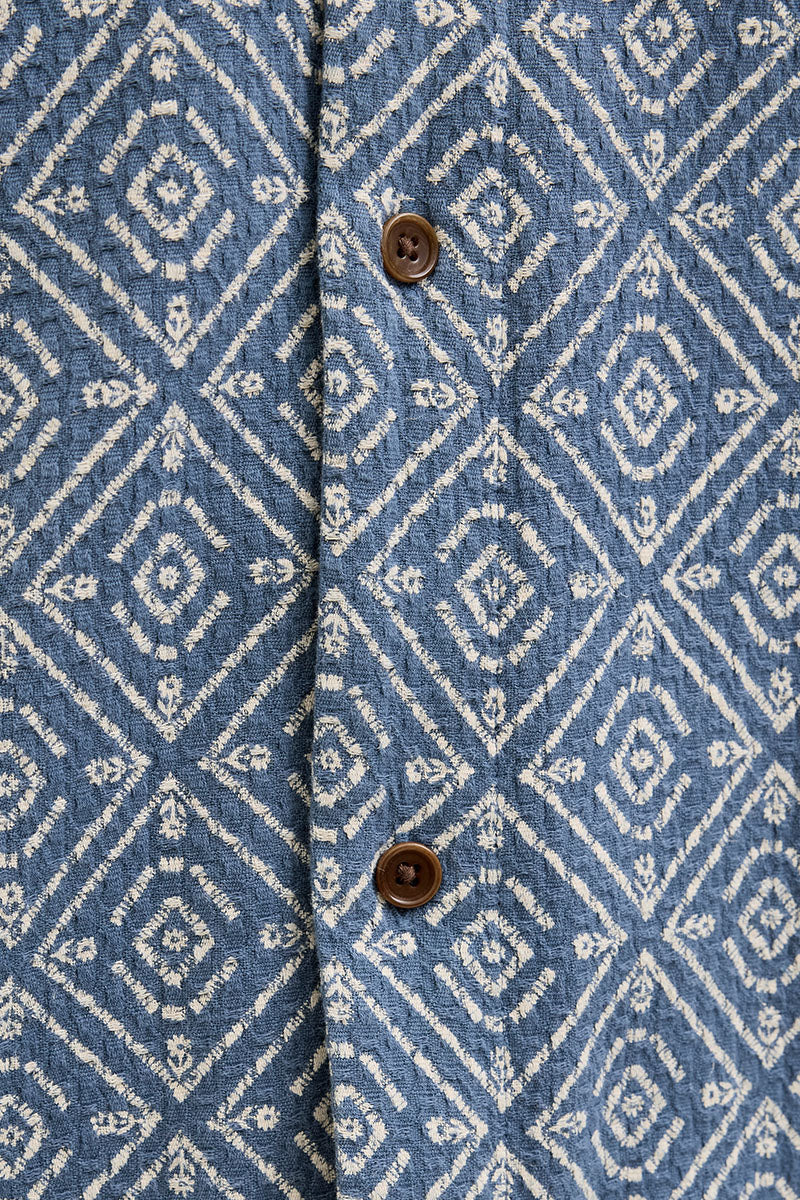 Jack & Jones Vincent Print Resort SS Shirt Bering Sea - Image 4