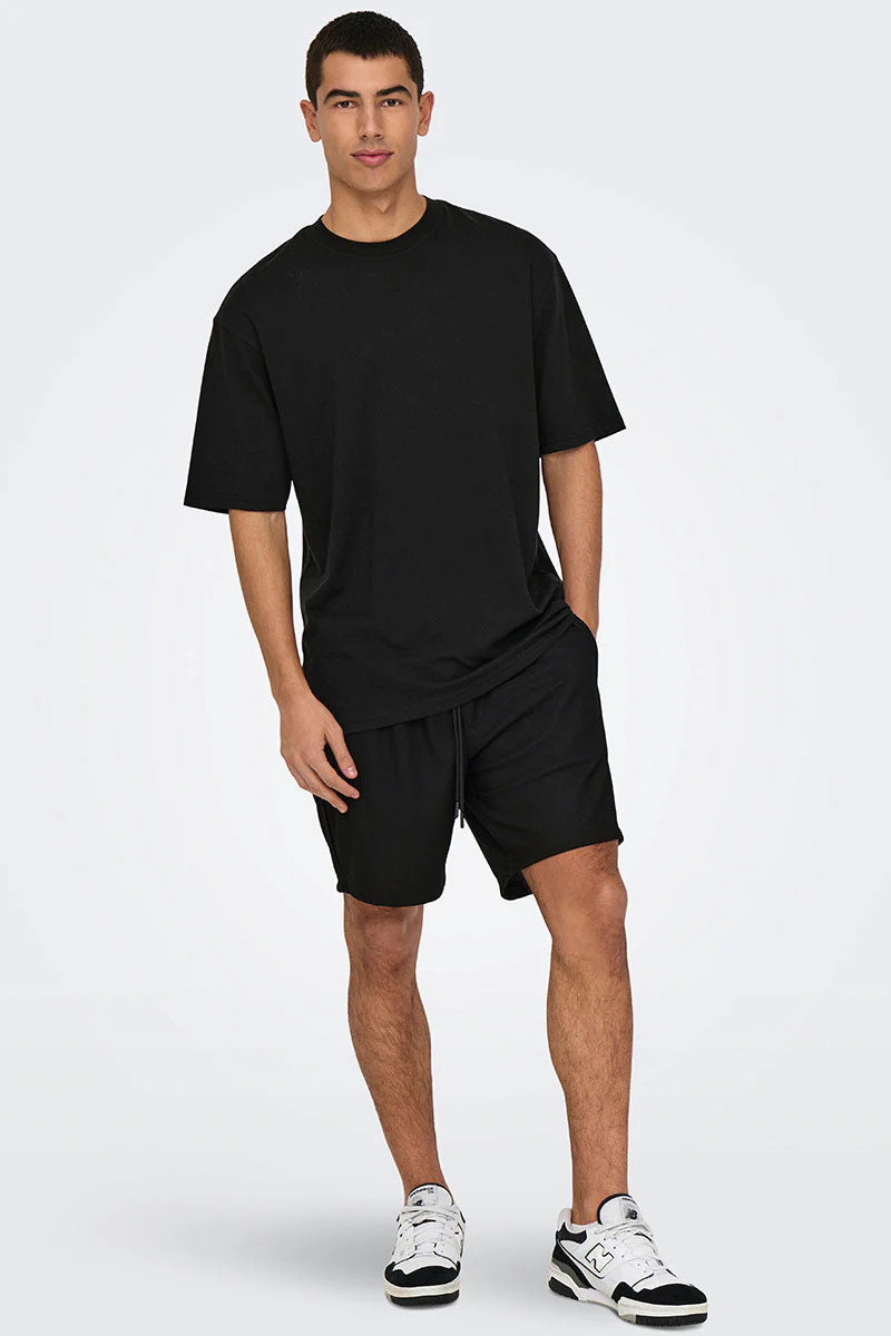 ONLY & SONS Tel Regular Plizze Shorts Black - Image 2