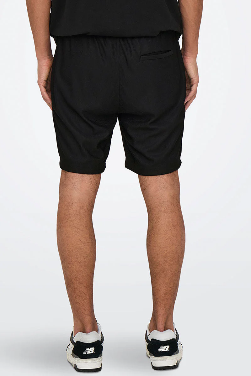 ONLY & SONS Tel Regular Plizze Shorts Black - Image 5