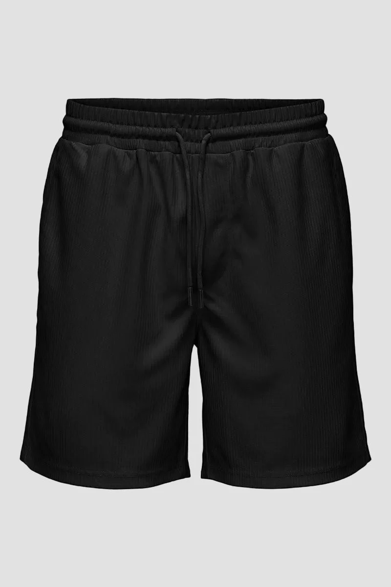 ONLY & SONS Tel Regular Plizze Shorts Black - Image 6